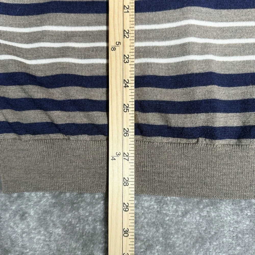 Banana Republic Sweater‎ Men's Large Brown Blue Striped Merino Wool Long Sleeve